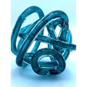 Torre & Tagus Orbit Glass Teal Infiniti Ball Rope Hand Blown Decor